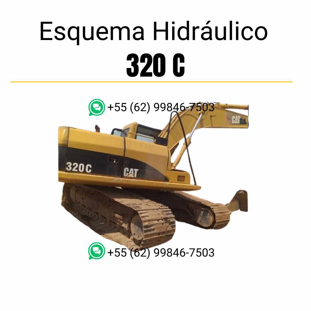 Diagrama hidráulico em PDF da escavadeira Caterpillar 320C, com detalhes técnicos para manutenção e reparo do sistema hidráulico