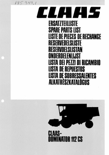 CATALOGO DE PEÇAS PDF COLHEITADEIRA DOMINATOR 112 CS - CLAAS