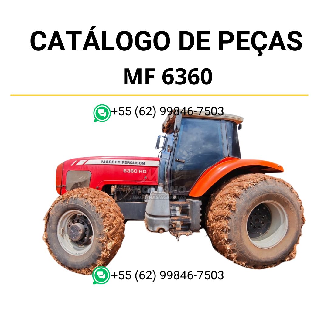 Catálogo de peças do trator Massey Ferguson 6360 em português (PDF) com diagramas técnicos e lista completa de componentes originais OEM.