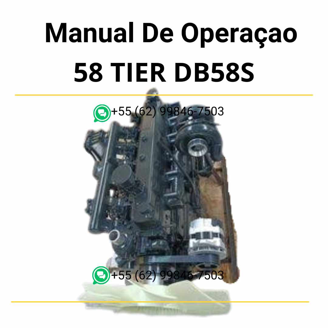 Manuais de serviço em PDF do motor diesel Doosan 5.8 TIER (DB58S) com instruções técnicas completas para reparo, ajustes e manutenção