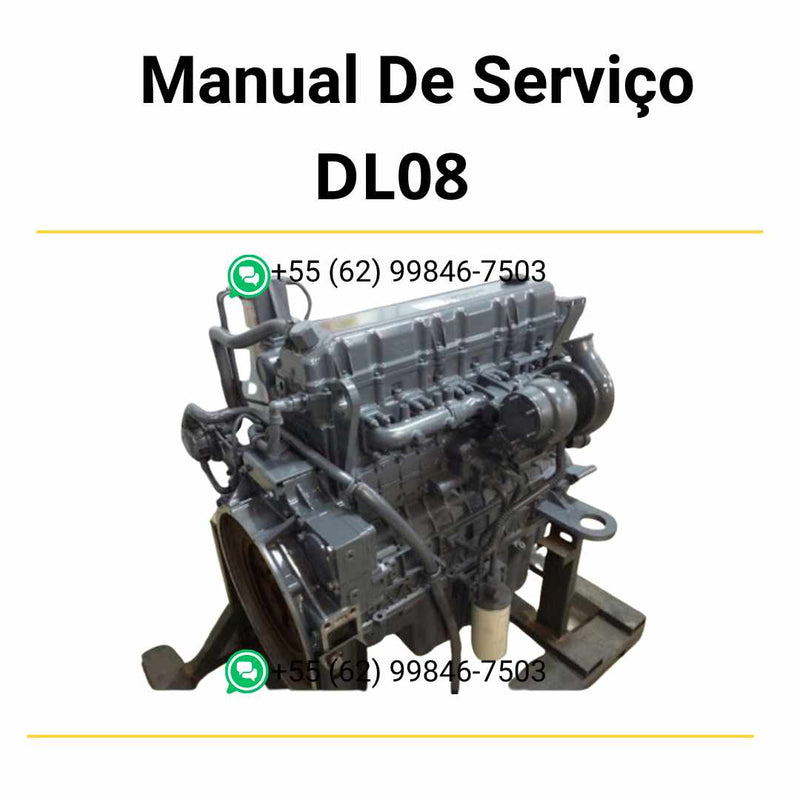 Manuais de serviço em PDF do motor diesel Doosan DL08 com instruções técnicas completas para reparo, manutenção detalhada e ajustes profissionais