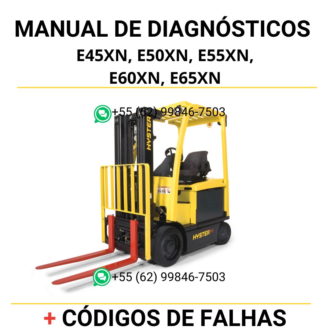 Manual de diagnóstico OEM Hyster E45XN a E65XN em PDF com códigos de falhas e procedimentos elétricos detalhados para empilhadeiras elétricas