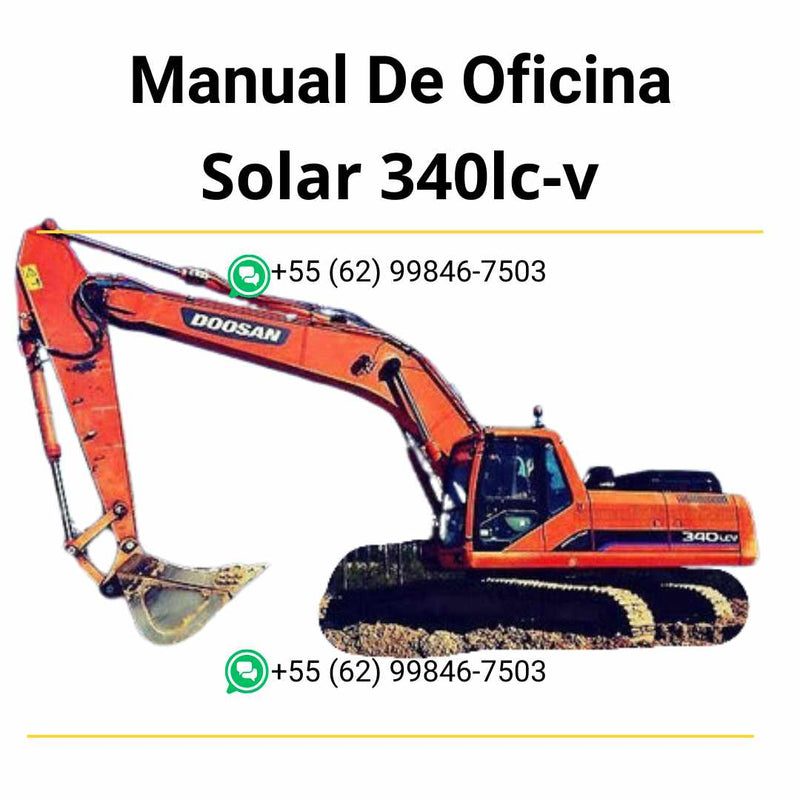 Manual de oficina Doosan Solar 340LC-V em PDF (português), guia ilustrado com instruções detalhadas de reparo e manutenção técnica
