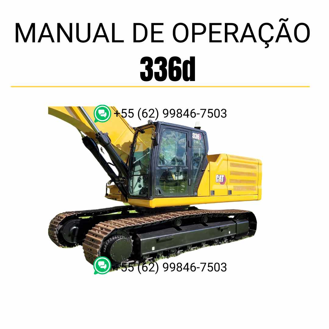 Manual de operação e manutenção da escavadeira hidráulica Caterpillar 336D em PDF, com orientações completas de uso e inspeção diária.