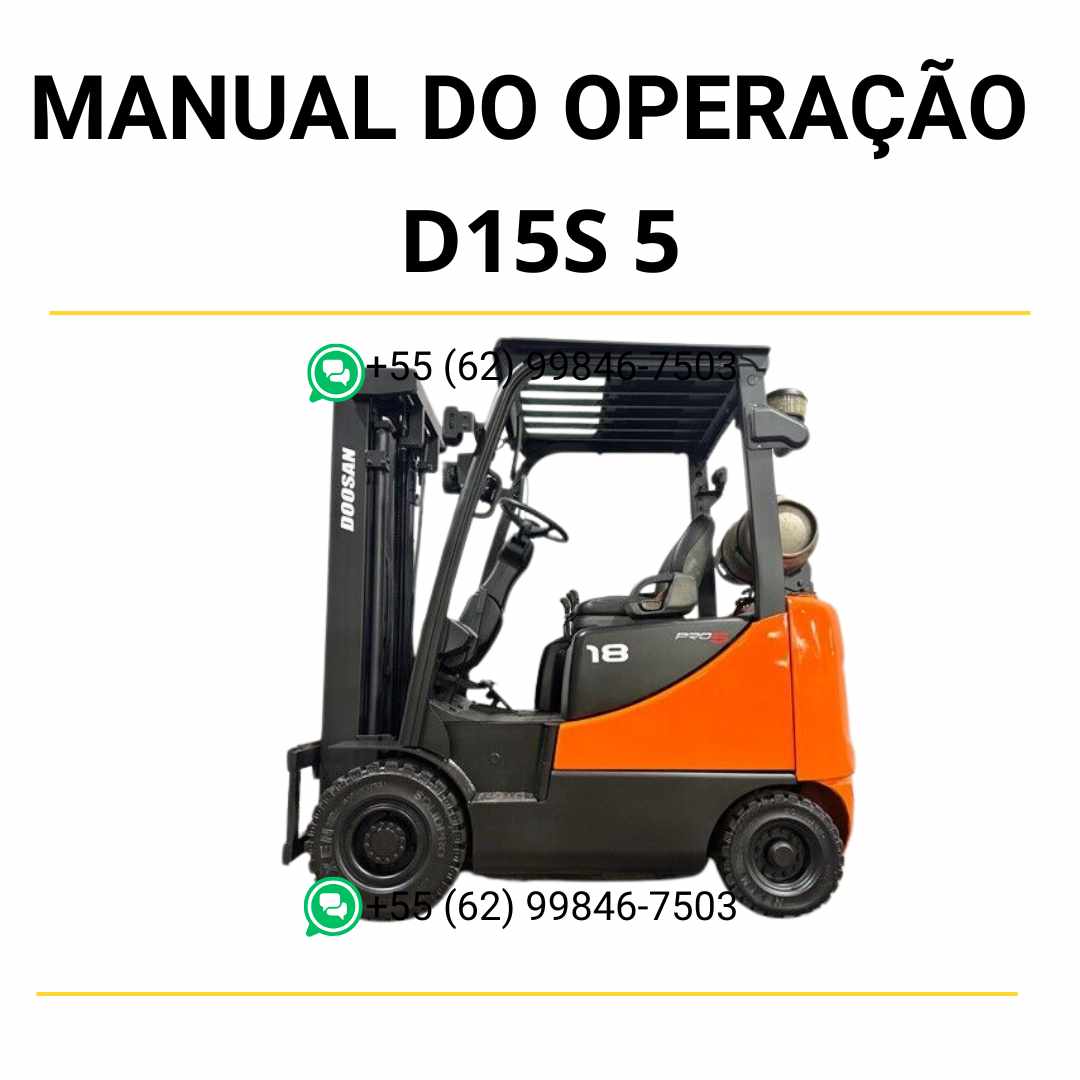 Manual de operação em PDF da empilhadeira Doosan D15S-5 com instruções detalhadas de uso e segurança