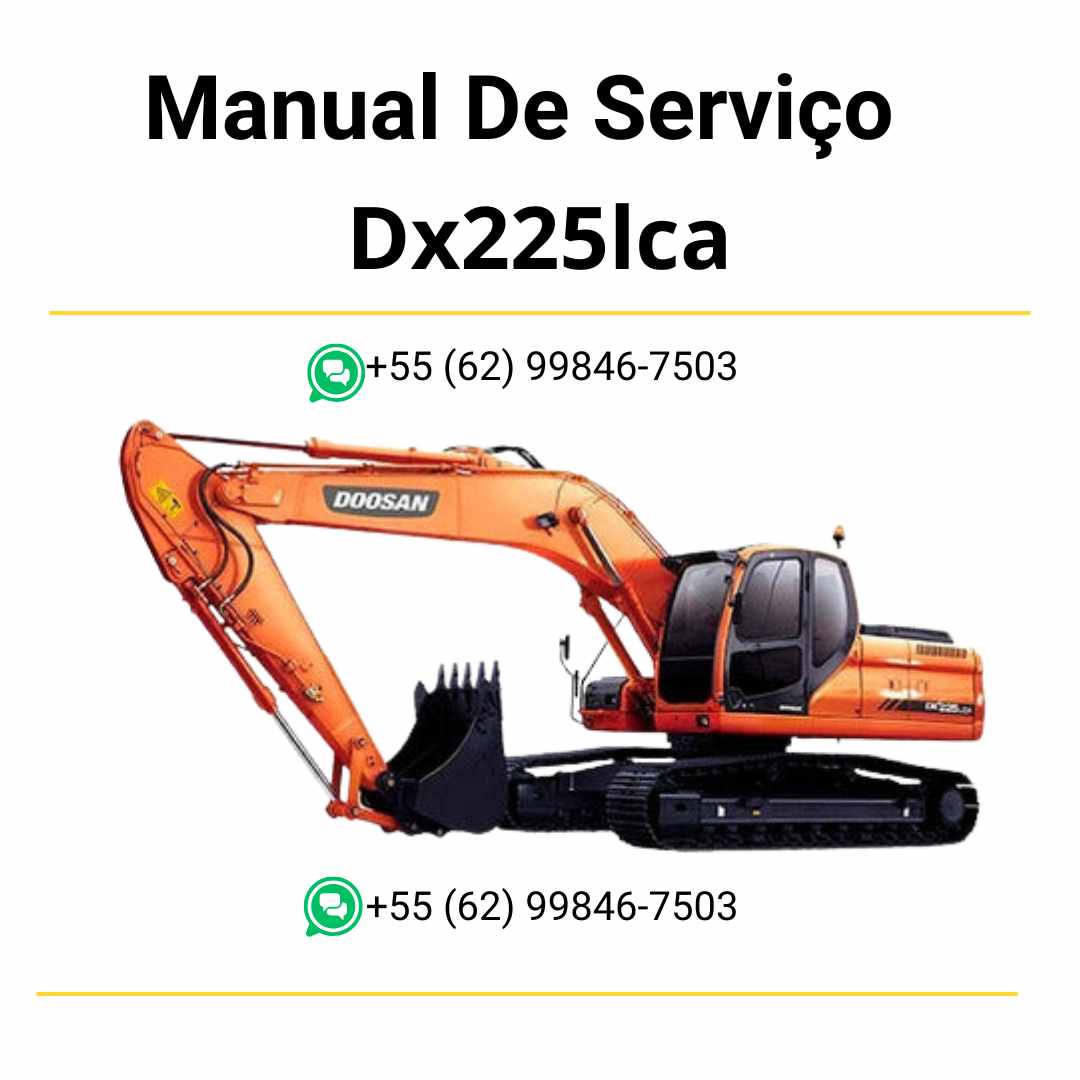 Manual de operação em PDF da escavadeira Doosan DX225LCA com instruções detalhadas de uso, segurança e manutenção básica