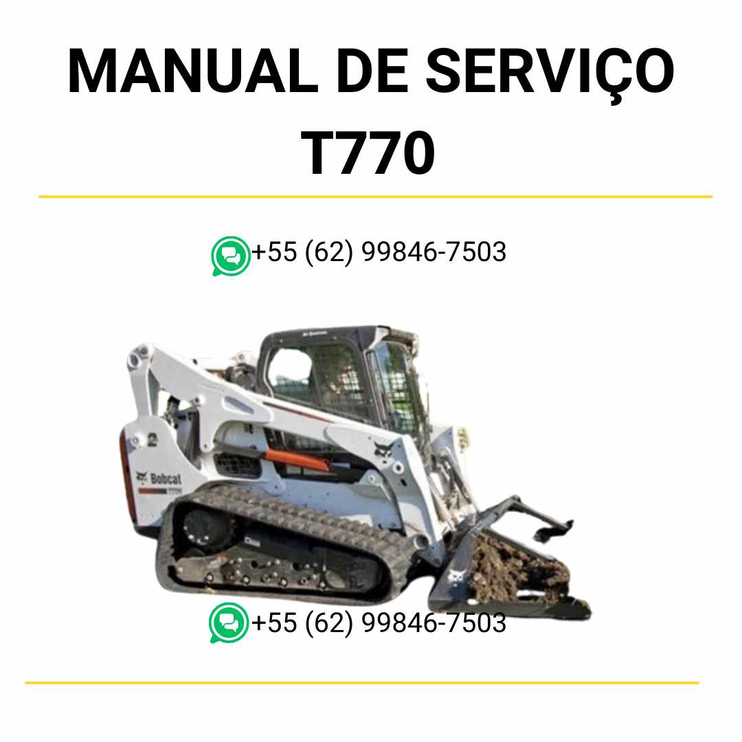 Manual de operação e manutenção Bobcat T770 em PDF com instruções completas de uso, segurança, inspeção e procedimentos preventivos.v