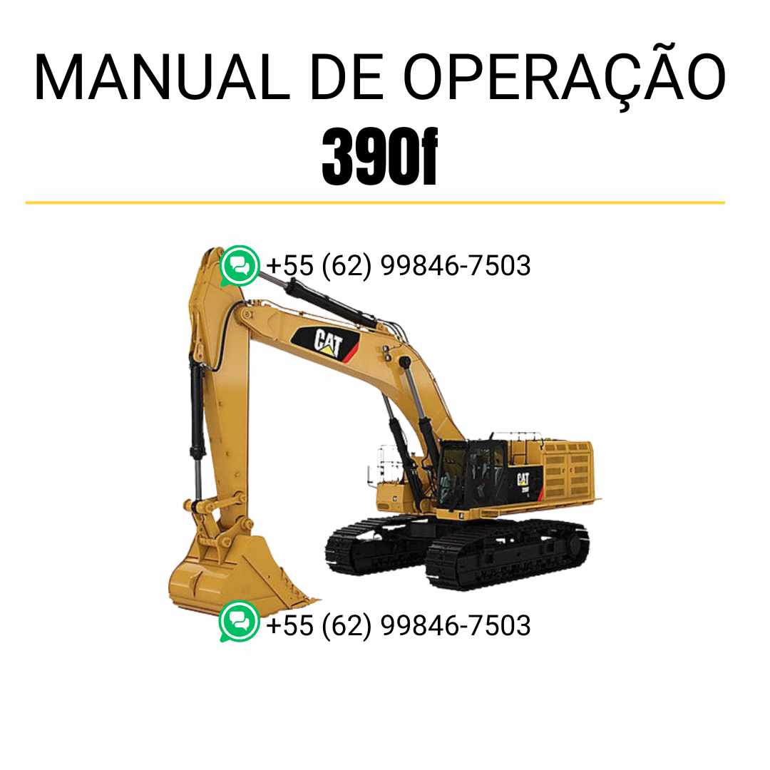 Manual em PDF de operação e manutenção da escavadeira Caterpillar 390F, com orientações técnicas para uso e cuidados preventivos