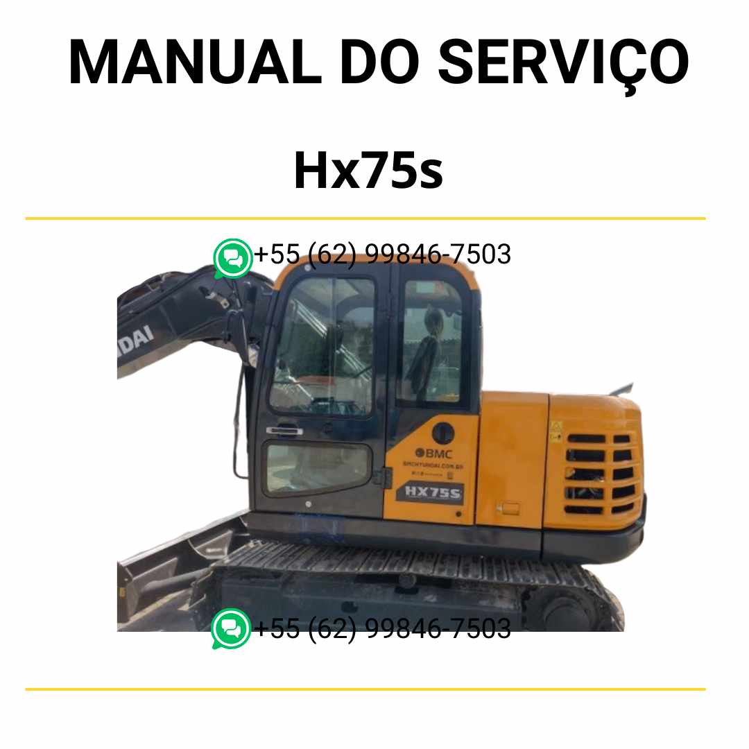 Manual do operador Hyundai HX75S escavadeira em PDF com instruções detalhadas de uso, segurança operacional e manutenção preventiva