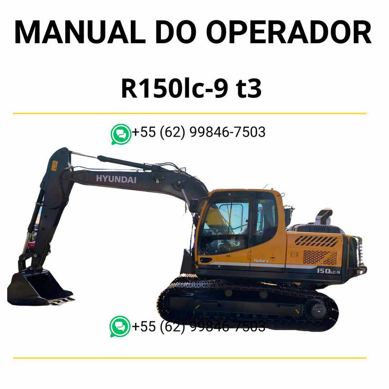 Manual do operador Hyundai R150LC-9 (T3) escavadeira em PDF com instruções práticas de uso, segurança e orientações de manutenção