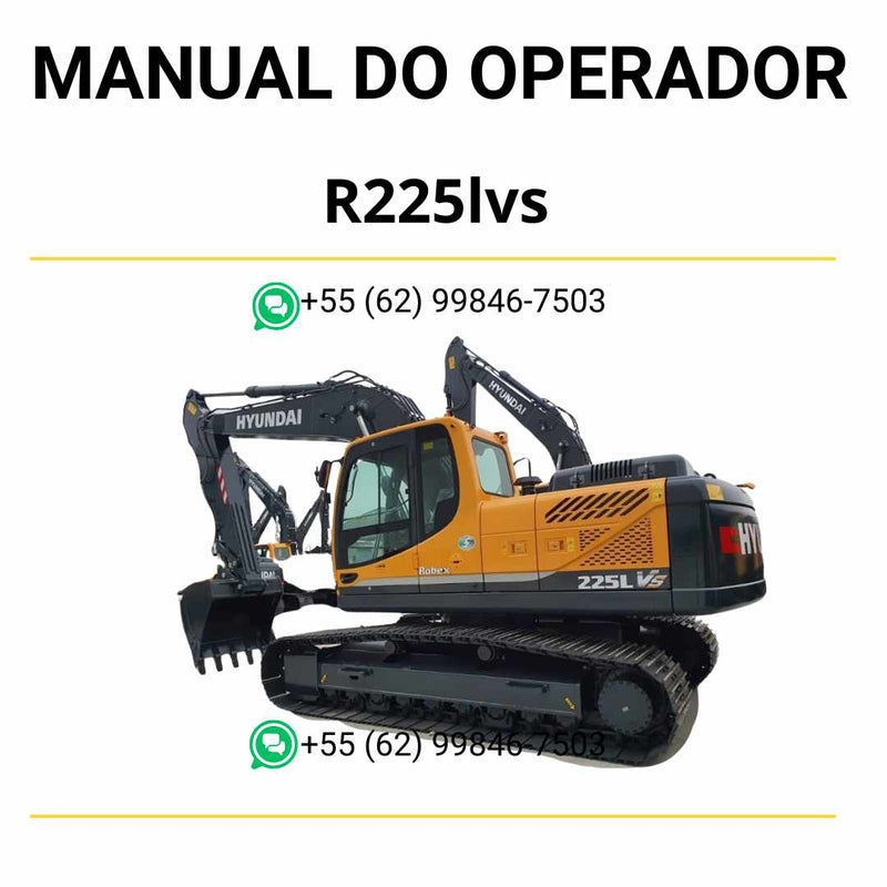 Manual do operador Hyundai R225LVS escavadeira em PDF, guia prático de operação com instruções detalhadas e recomendações de segurança