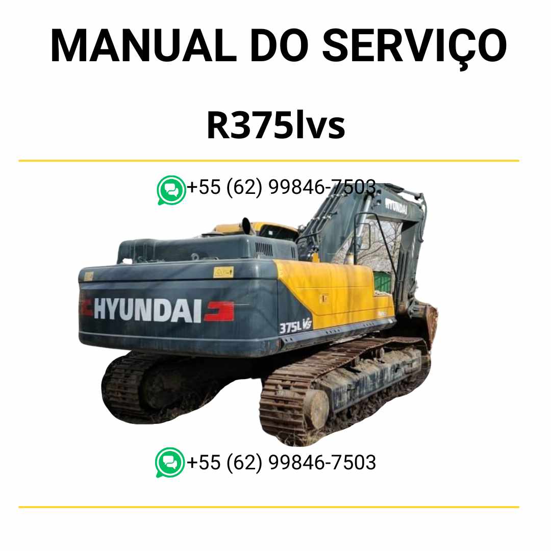 Manual do operador Hyundai R375LVS escavadeira em PDF, guia completo de operação com instruções detalhadas e recomendações de segurança