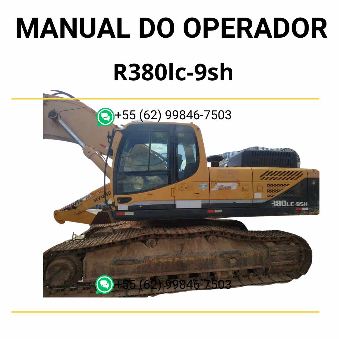 Manual do operador Hyundai R380LC-9SH escavadeira em PDF, guia prático de operação com instruções detalhadas e recomendações de segurança