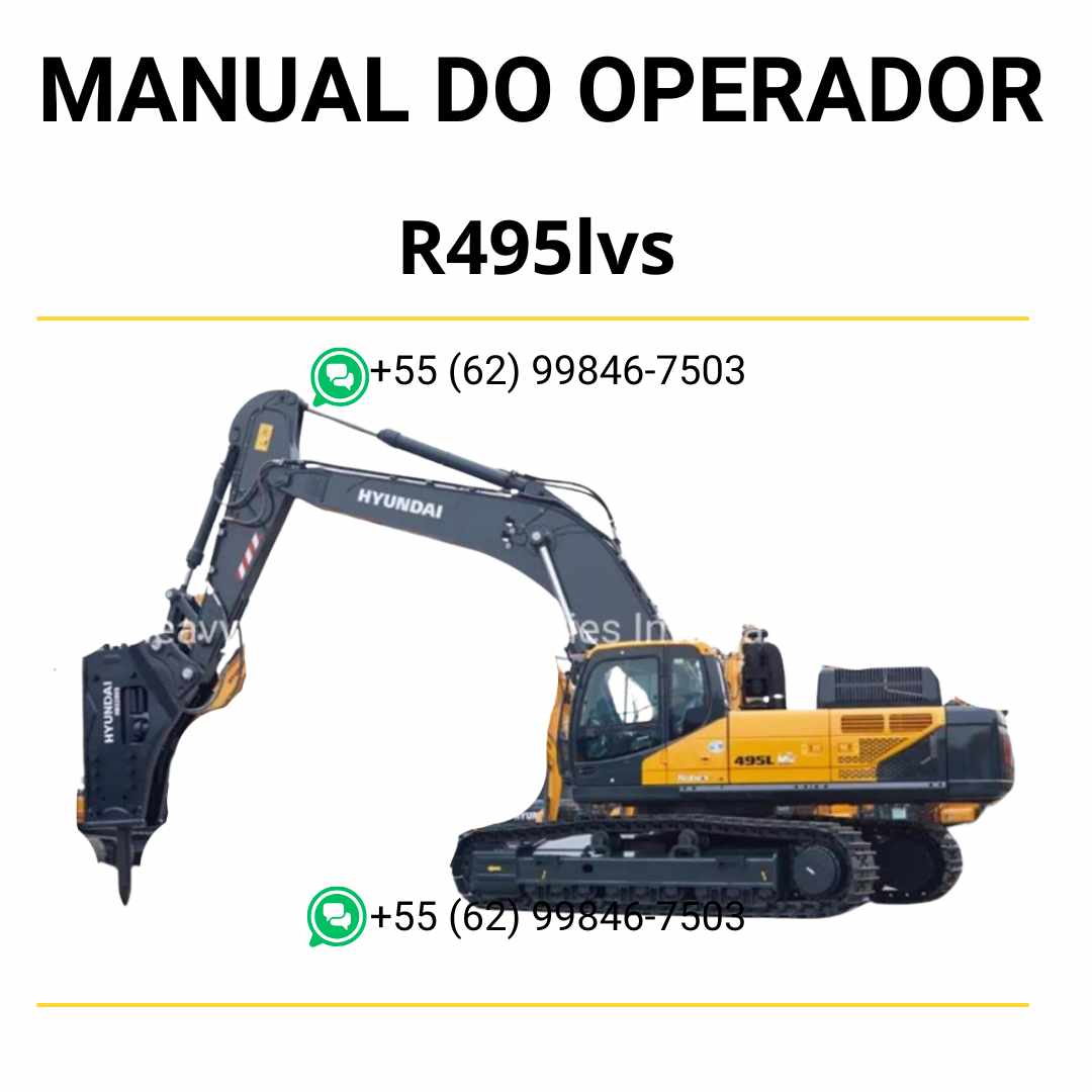 Manual do operador Hyundai R495LVS escavadeira em PDF, guia completo de operação com instruções práticas e recomendações de segurança
