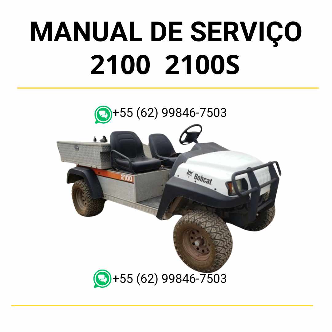 Manual de serviço Bobcat 2100 e 2100S em PDF com orientações de manutenção, esquemas elétricos e detalhes técnicos do veículo utilitário.