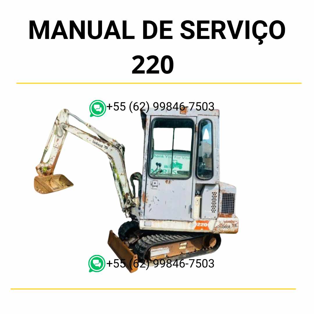 Manual de serviço Bobcat 220 em PDF com diagramas hidráulicos completos, instruções técnicas e guia detalhado de manutenção profissional