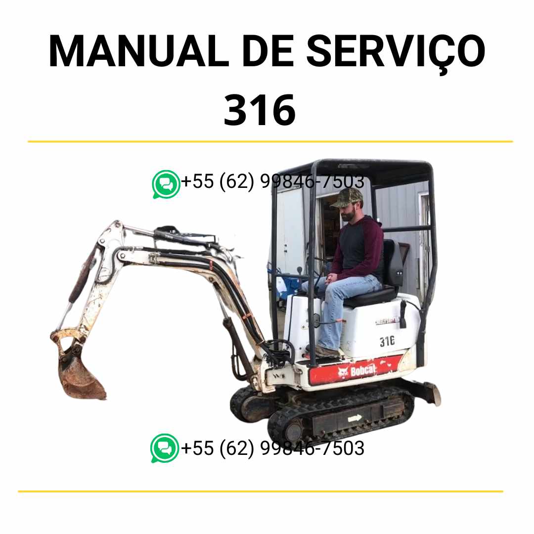 Manual de serviço Bobcat 316 em PDF com diagramas hidráulicos detalhados, instruções de reparo e guia técnico completo de manutenção