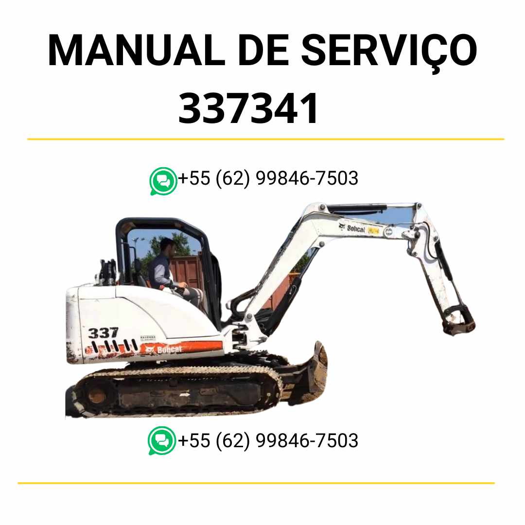 Manual de serviço Bobcat 337 e 341 em PDF com esquemas hidráulicos detalhados, instruções técnicas e guia completo de manutenção