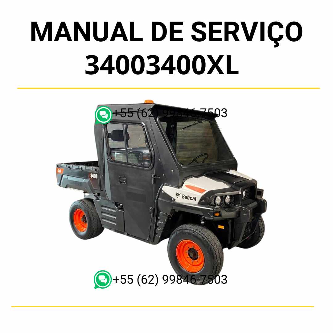 Manual de serviço Bobcat 3400 e 3400XL em PDF com procedimentos técnicos detalhados para manutenção e reparo do veículo utilitário.