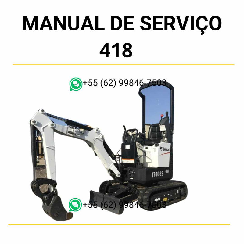 Manual de serviço Bobcat 418 em PDF com instruções detalhadas de manutenção, diagramas hidráulicos e guia técnico completo para reparos