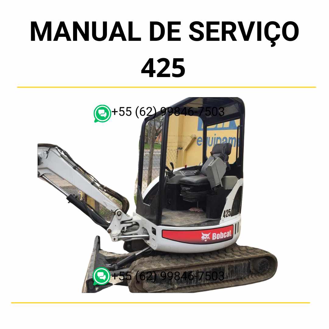 Manual de serviço Bobcat 425 em PDF com esquemas hidráulicos detalhados, orientações de reparo e guia completo de manutenção técnica