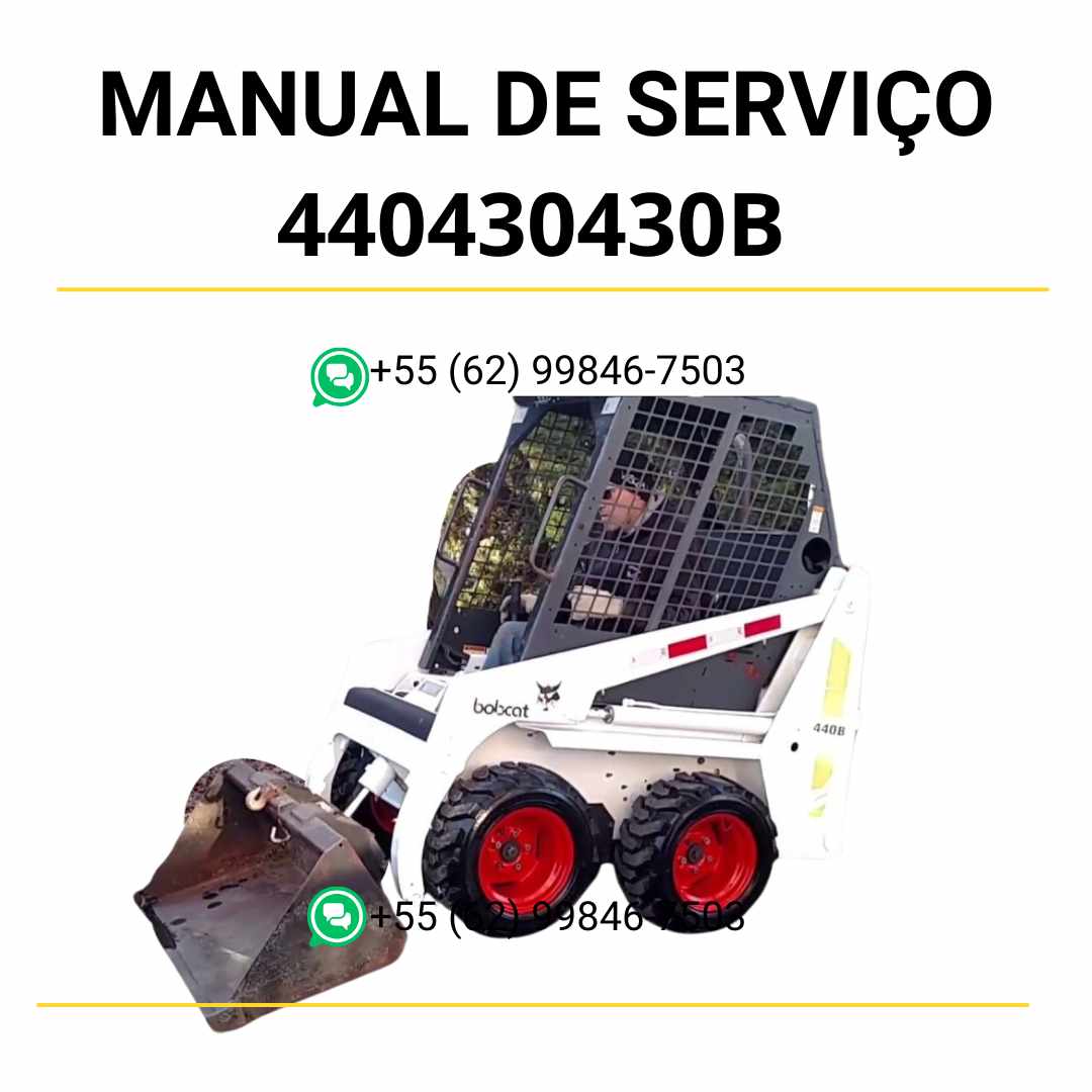 Manual de serviço Bobcat 440, 430 e 430B em PDF com ilustrações técnicas detalhadas, orientações de reparo e guia completo de manutenção