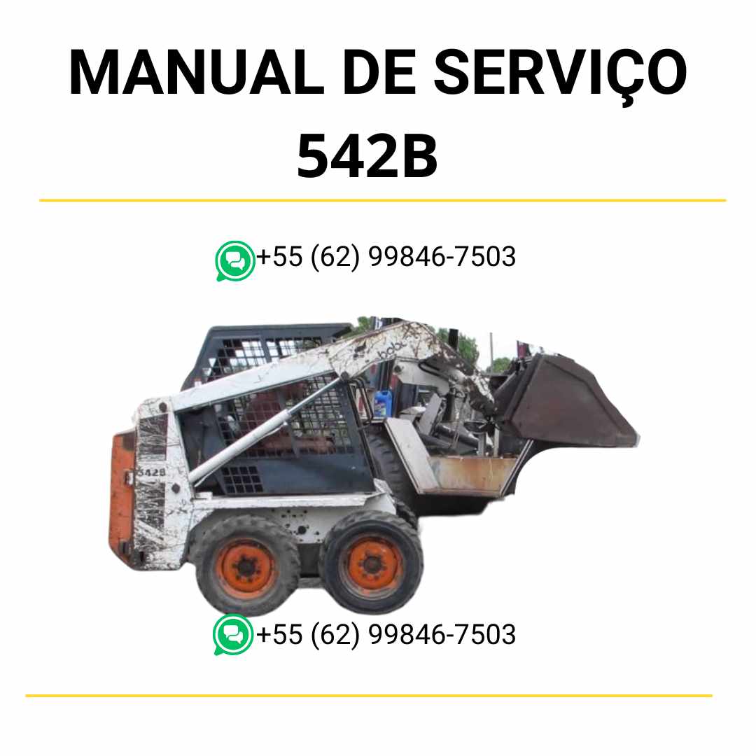 Manual de serviço Bobcat 542B em PDF com ilustrações técnicas, instruções detalhadas e guia completo de manutenção preventiva