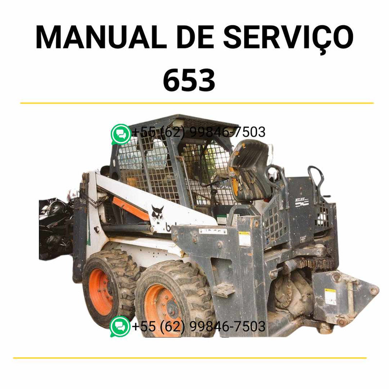 Manual de serviço Bobcat 653 em PDF com diagramas técnicos detalhados, instruções de manutenção e guia completo de reparos profissionais