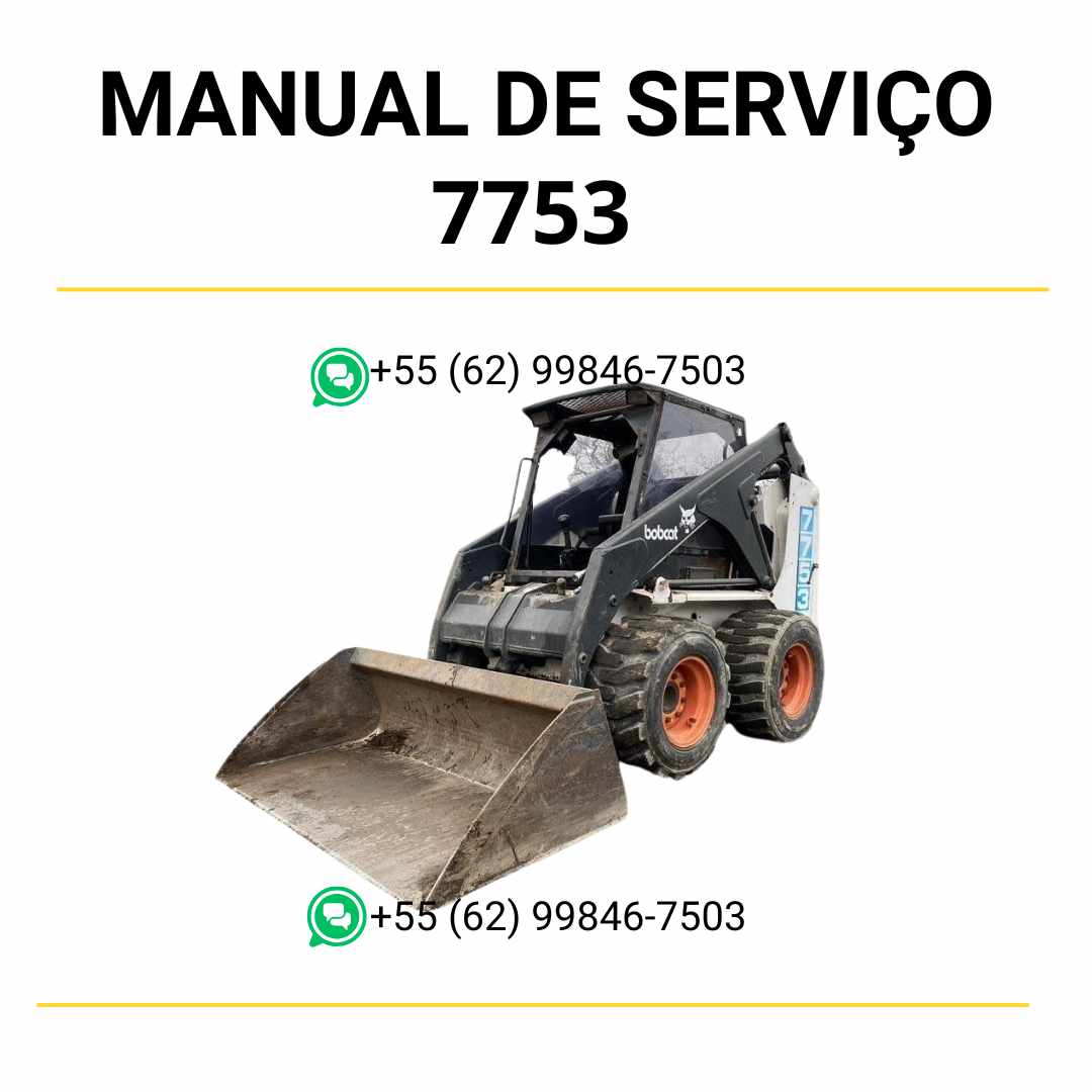 Manual de serviço Bobcat 7753 em PDF com instruções detalhadas de manutenção e reparo da mini carregadeira compacta.