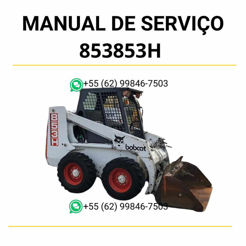 Manual de serviço Bobcat 853 e 853H em PDF com diagramas técnicos, instruções detalhadas e guia completo de manutenção hidráulica