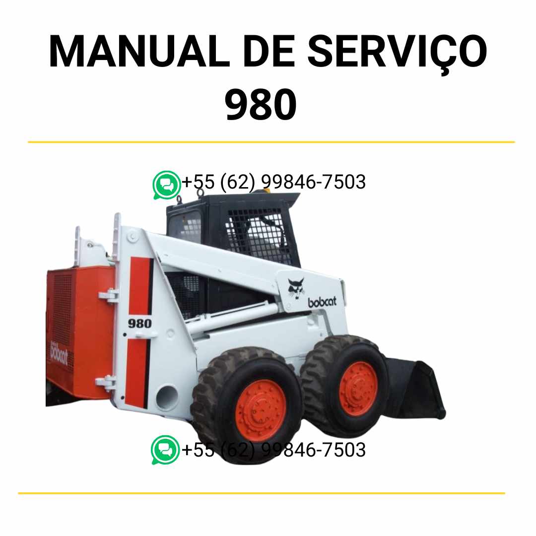 Manual de serviço Bobcat 980 Minicarregadeira em PDF com instruções completas de manutenção, reparos técnicos e guia ilustrado de operação