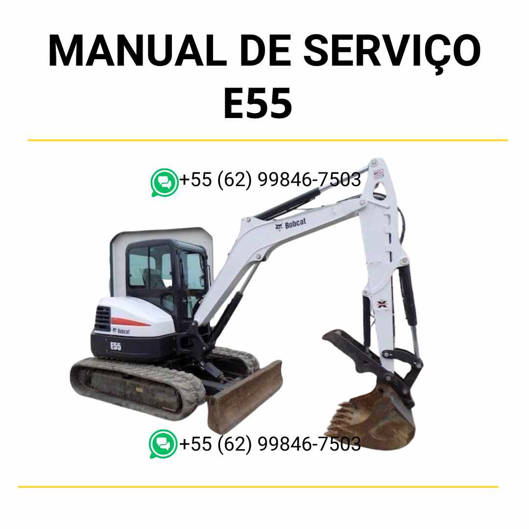 Manual de serviço Bobcat E55 em PDF com instruções completas de manutenção, esquemas hidráulicos e orientações técnicas detalhadas.