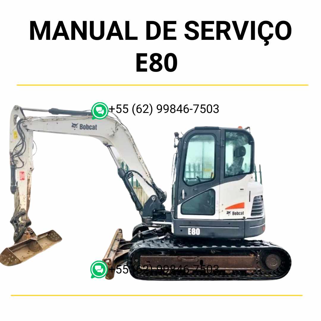 Manual de serviço Bobcat E80 em PDF para escavador, guia completo de manutenção com instruções detalhadas e ilustrações técnicas