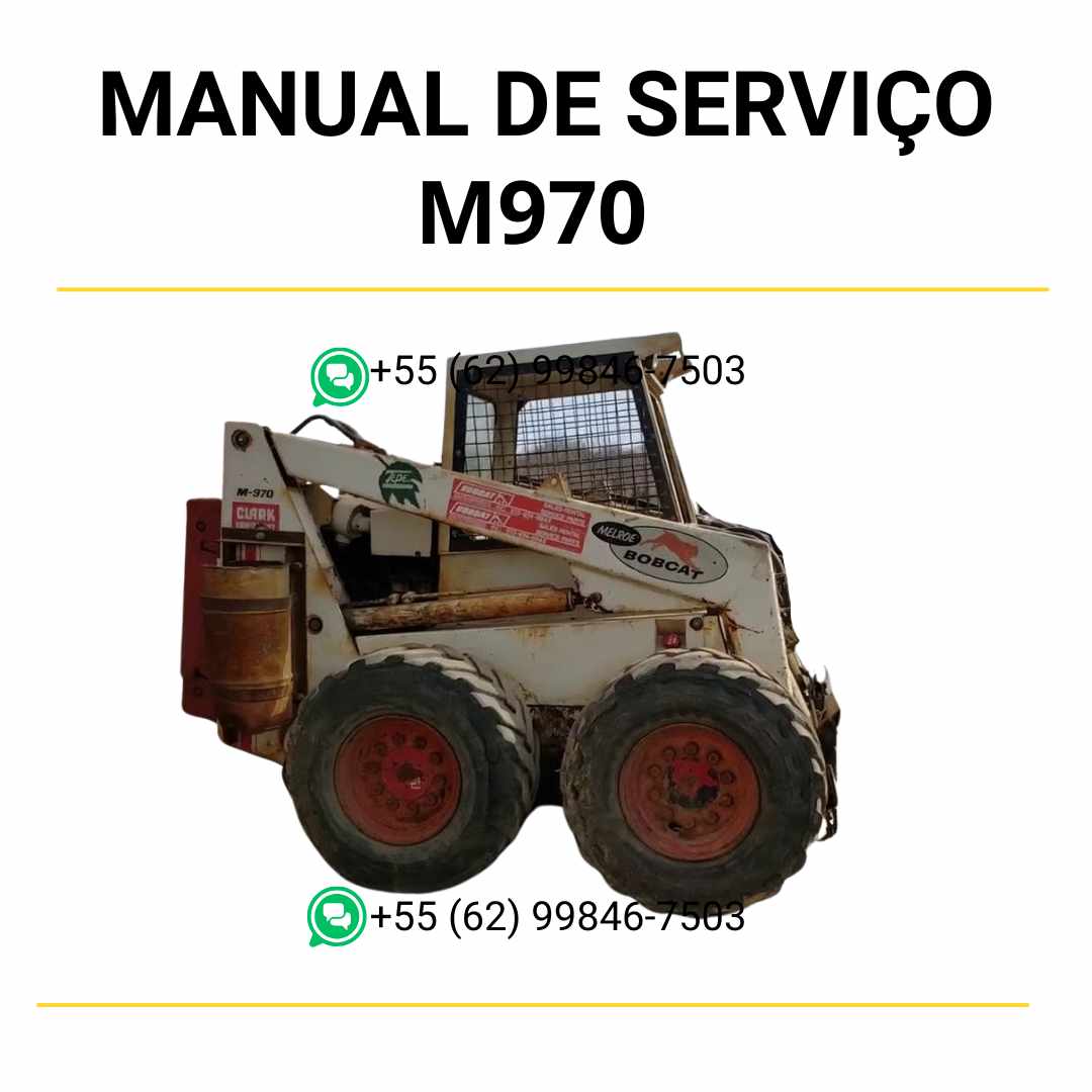 Manual de serviço Bobcat M970 mini carregadeira em PDF com instruções de manutenção, reparos técnicos detalhados e diagramas ilustrativos