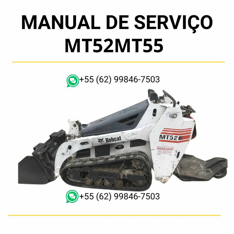 Manual de serviço Bobcat MT52 e MT55 em PDF para mini carregadeira, guia técnico completo com instruções detalhadas de manutenção e reparo