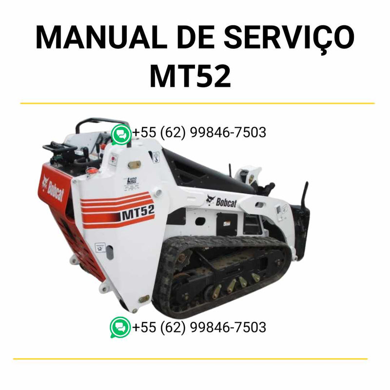 Manual de serviço Bobcat MT52 em PDF para mini carregadeira, guia completo de manutenção com instruções detalhadas e ilustrações técnicas