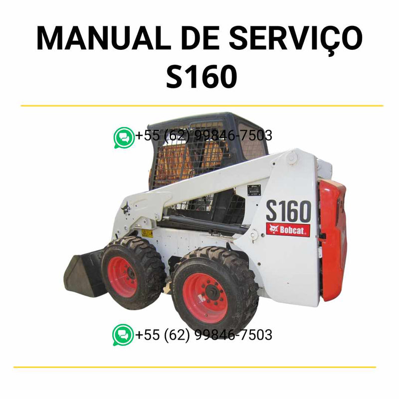 Manual de serviço Bobcat S160 em PDF para mini carregadeira, guia completo de manutenção com instruções detalhadas e ilustrações técnicas