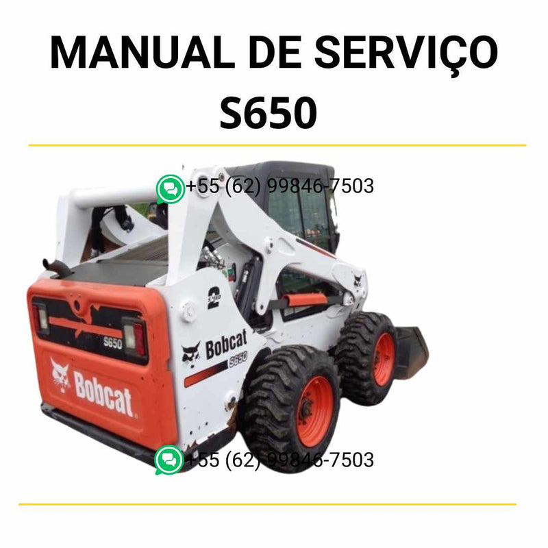 Manual de serviço Bobcat S650 minicarregadeira em PDF com guia completo de manutenção, reparos técnicos e diagramas ilustrativos