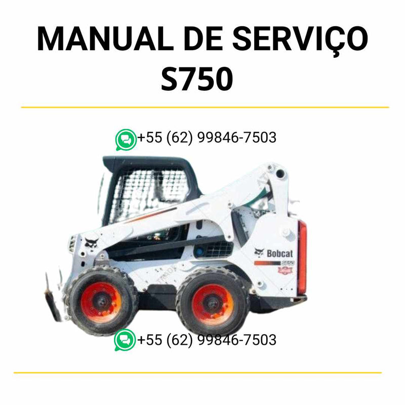 Manual de serviço Bobcat S750 em PDF para mini carregadeira, guia técnico completo com instruções de reparo e manutenção detalhada