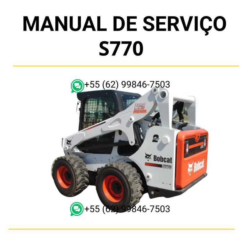 Manual de serviço Bobcat S770 em PDF para mini carregadeira, guia completo de manutenção com instruções detalhadas e ilustrações técnicas