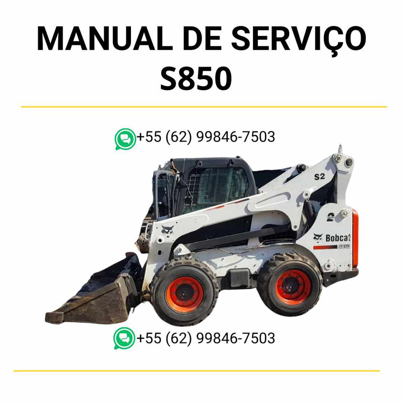Manual de serviço Bobcat S850 em PDF para mini carregadeira, guia técnico completo com instruções detalhadas de manutenção e reparo