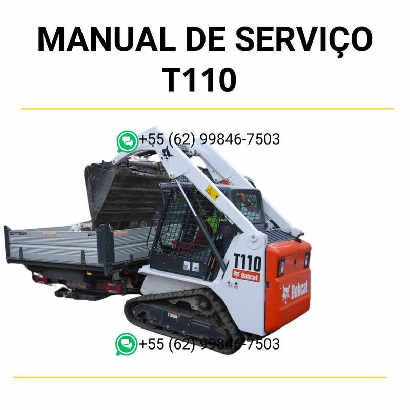 Manual de serviço Bobcat T110 em PDF para mini carregadeira, guia técnico completo com instruções práticas de manutenção e reparos