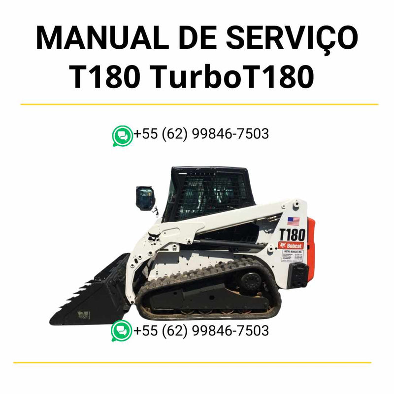 Manual de serviço Bobcat T180 Turbo e T180 Turbo HF em PDF para mini carregadeira, guia completo de manutenção e reparos técnicos