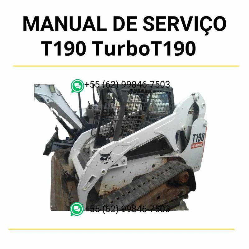 Manual de serviço Bobcat T190 Turbo e T190 Turbo HF em PDF para mini carregadeira, com instruções detalhadas de reparo e manutenção