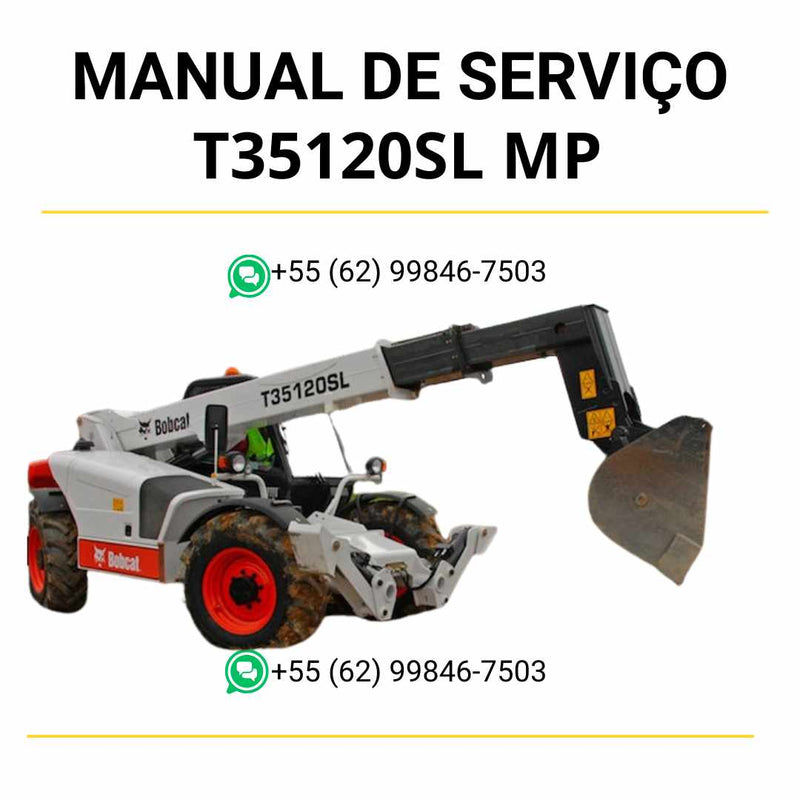 Manual de serviço Bobcat T35120SL MP manipulador telescópico em PDF com guia técnico detalhado para manutenção, reparos e ajustes completos