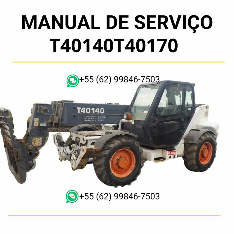 Manual de serviço Bobcat T40140 e T40170 manipuladores telescópicos em PDF com instruções completas para manutenção, reparos e ajustes técnicos