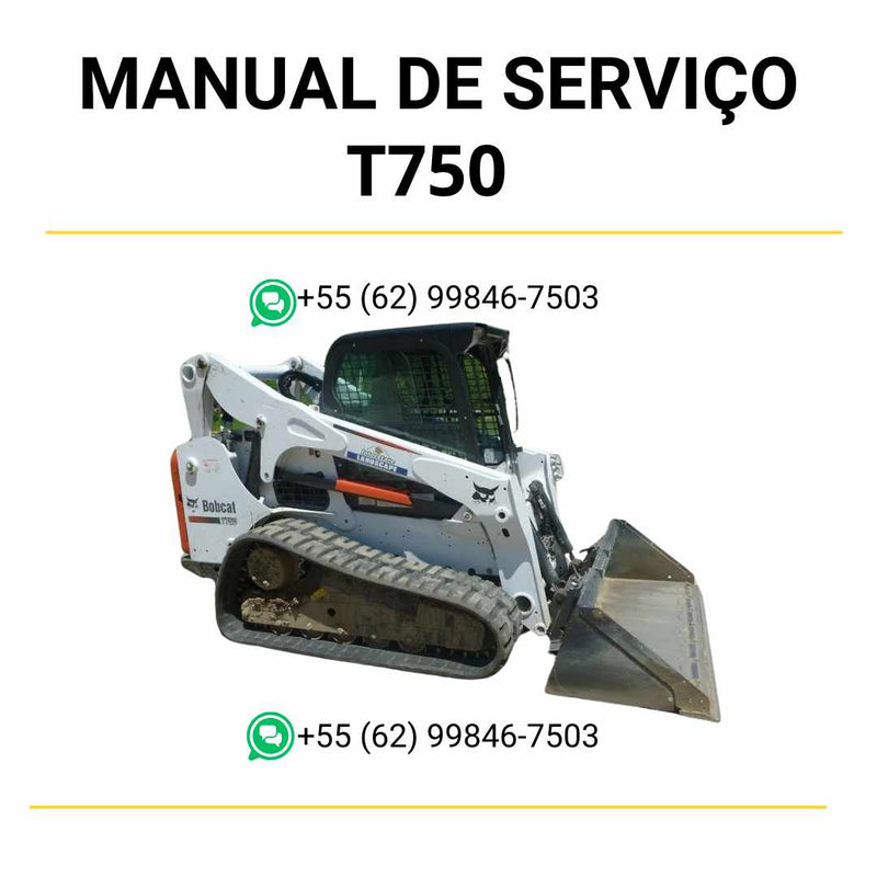 Manual de serviço Bobcat T750 mini carregadeira em PDF com instruções detalhadas para manutenção, reparos técnicos e ajustes completos