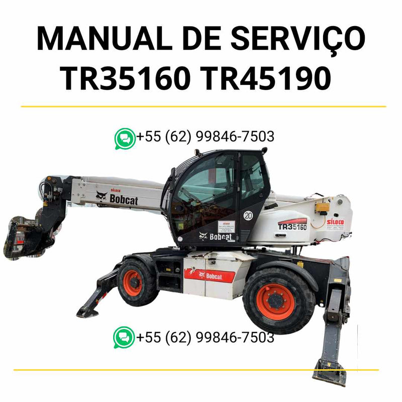 Manual de serviço Bobcat TR35160, TR45190, TR50210 e TR40250 em PDF com guia técnico completo para manutenção, reparos e ajustes operacionais