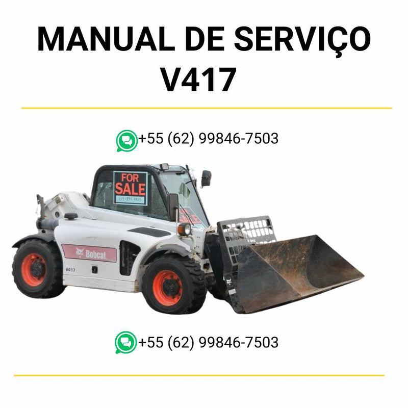 Manual de serviço Bobcat V417 VersaHANDLER em PDF com guia completo de manutenção, reparos técnicos e instruções operacionais detalhadas