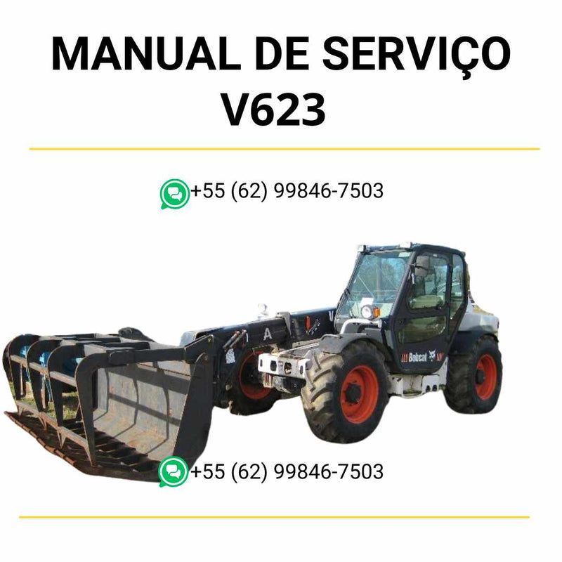 Manual de serviço Bobcat V623 VersaHANDLER em PDF com guia técnico completo para manutenção, reparos e ajustes operacionais detalhados